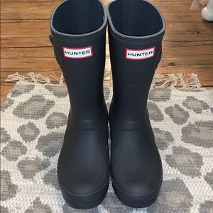 Gray hunter rubber boots